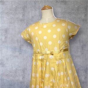 Gymboree Yellow White Polka Dot Pleated Dress Size 9